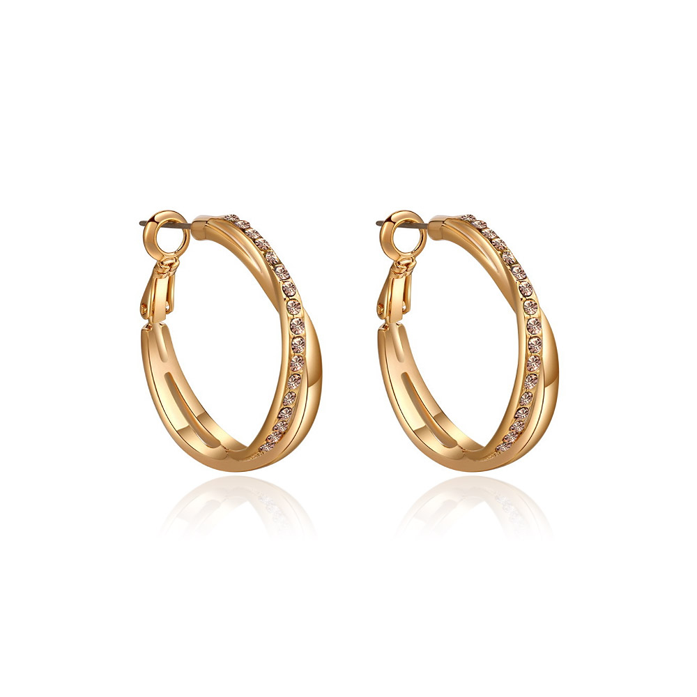 Crystal Rhinestone Gold Hoops